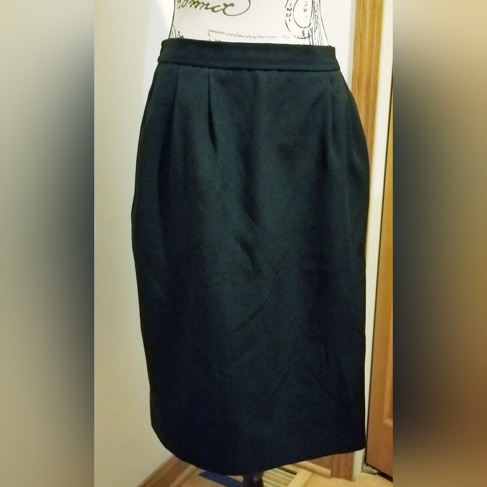 Kate McNaughton Vintage Black Elastic Waist Pencil Skirt Size 10 Pockets Sunday
